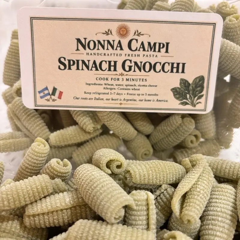 A tub of spinach gnocchi